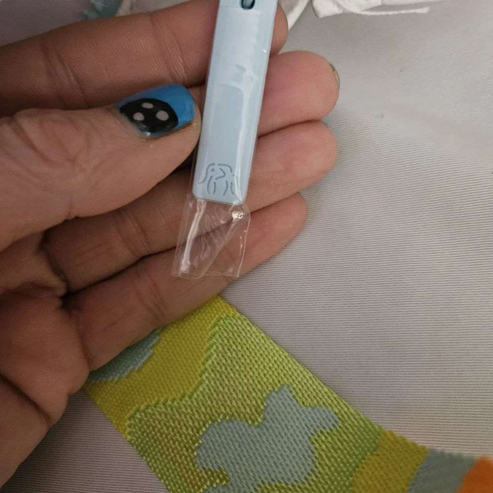 Drunk Elephant White Tote with Lime & Orange Patterned Straps - Picture 7 of 7